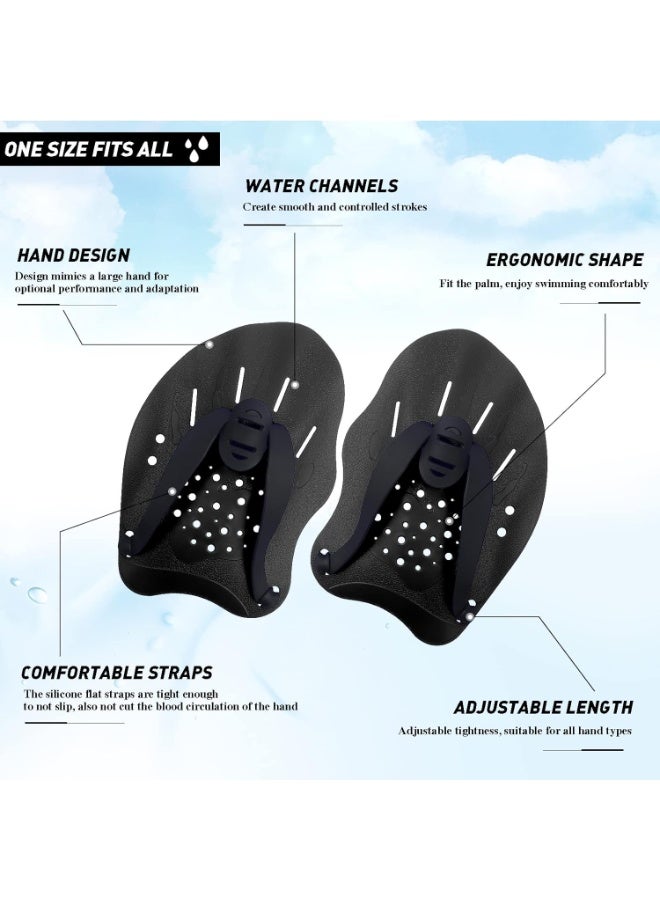 Swimming Paddles for Hands, Swimming Training Hand Paddles with Adjustable Straps, Swim Paddles for Adult Children Unisex Professional Swimming Accessories - 1 Pair - Image 4